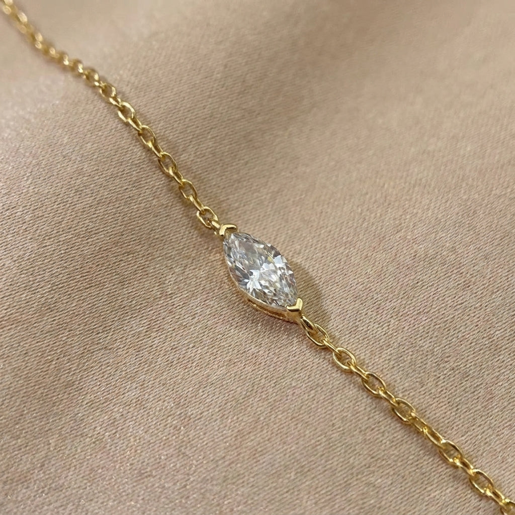 14K gold plated oval zircon bracelet for women