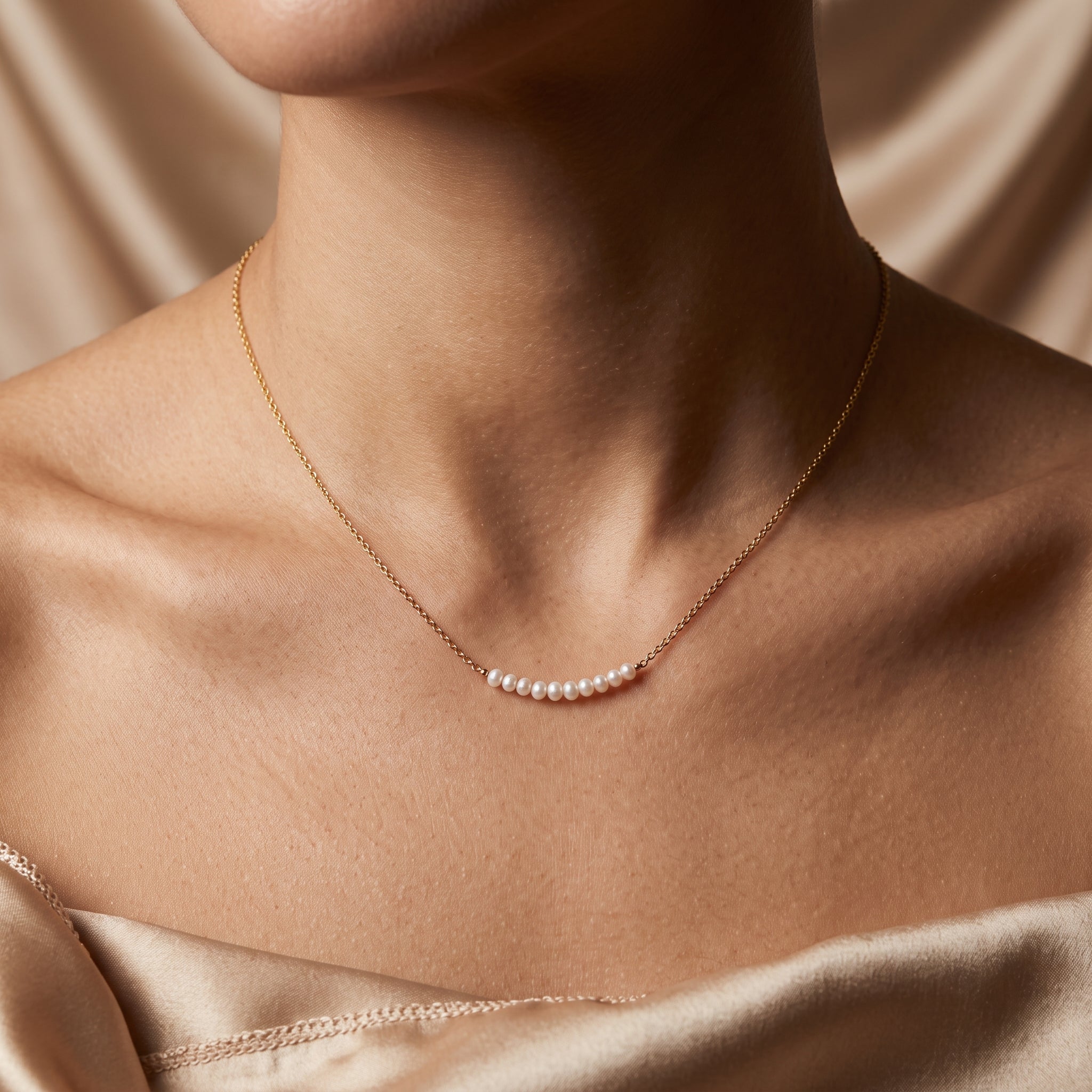 Pearl Bar Choker Necklace for Women | 18K Gold Plated Natural Pearl Necklace