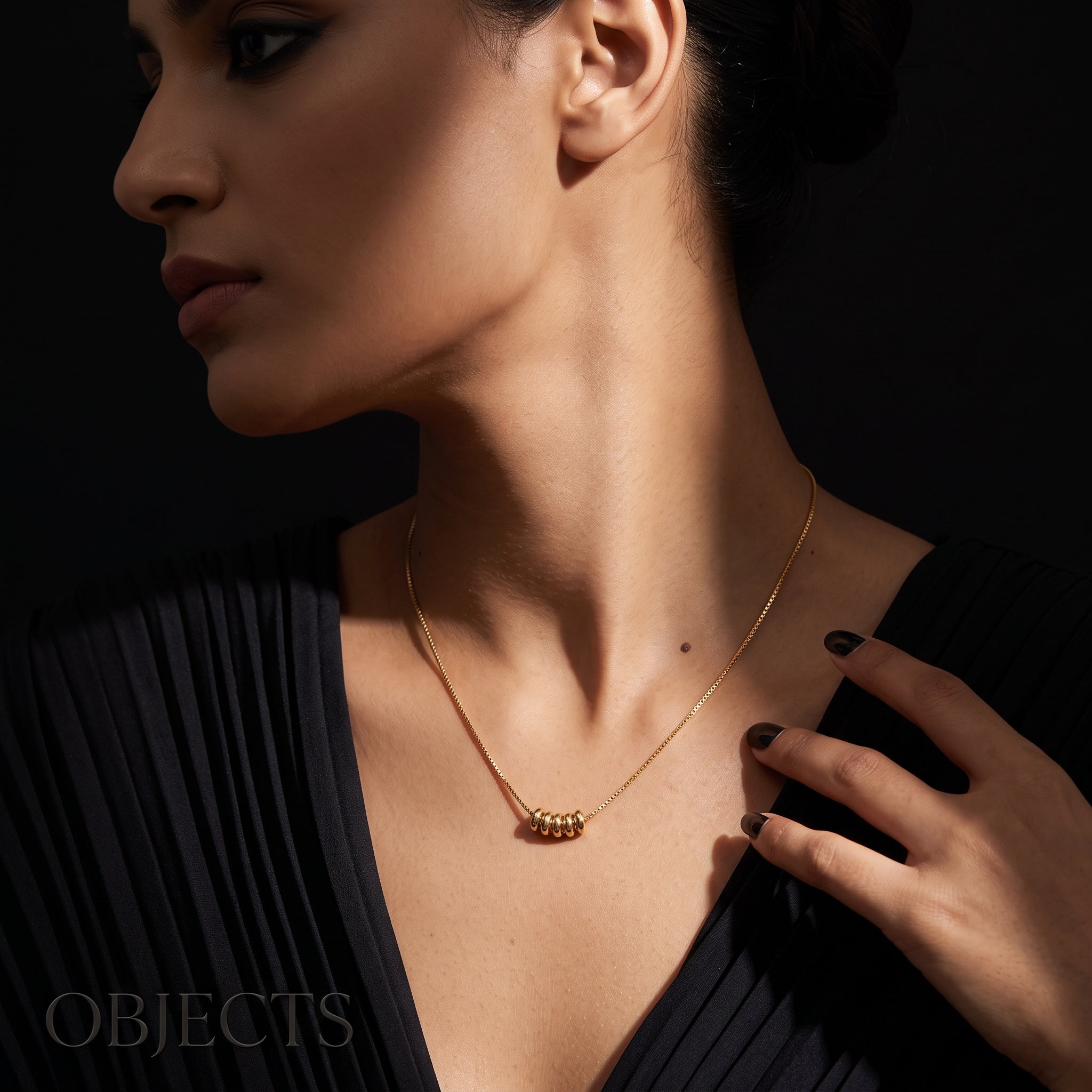 Mini Ring Charm Necklace for Women | 14K Gold Plated Snake Chain Necklace