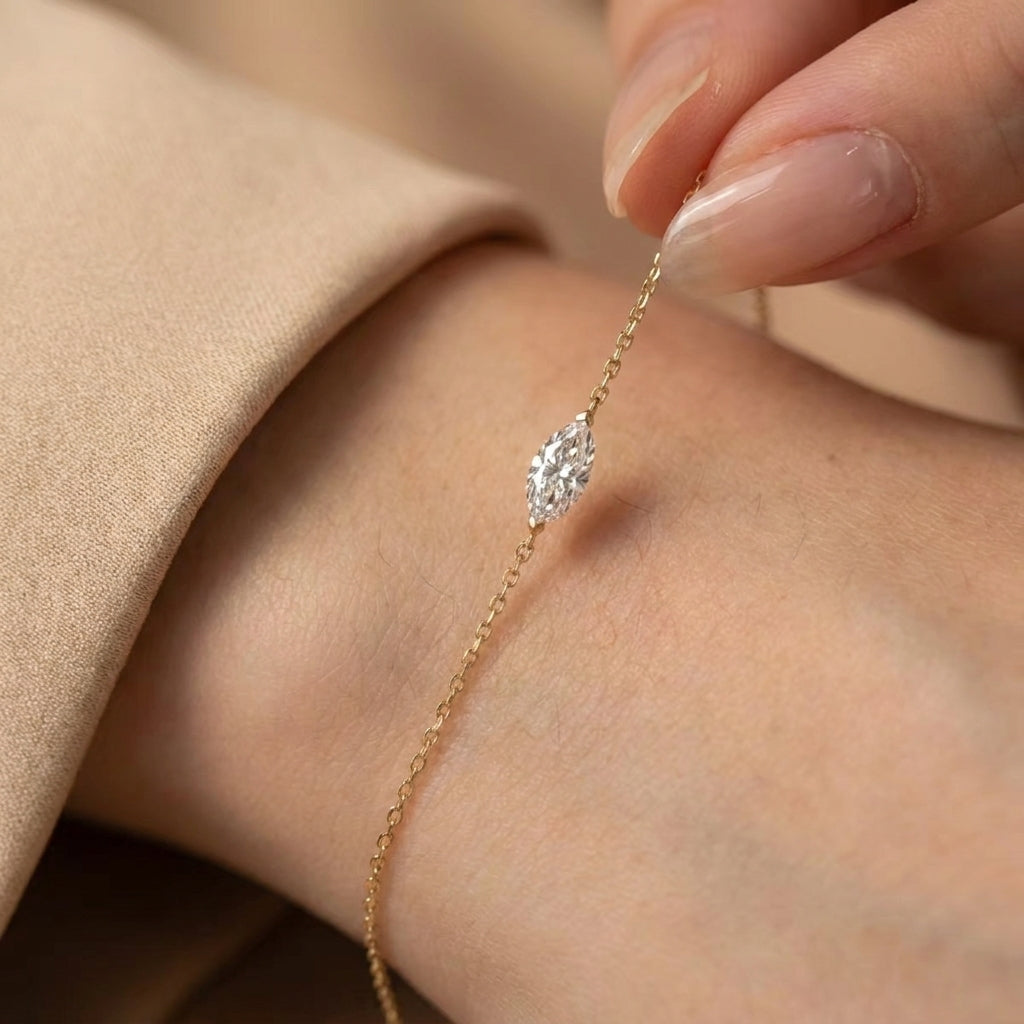 14K gold plated oval zircon bracelet for women