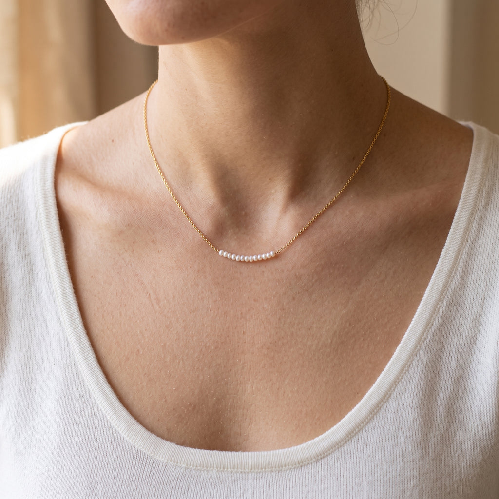 Pearl Bar Choker Necklace for Women | 18K Gold Plated Natural Pearl Necklace