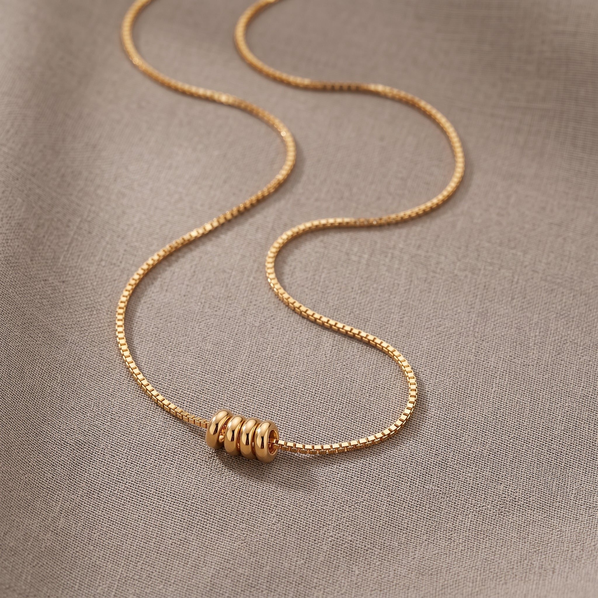 Mini Ring Charm Necklace for Women | 14K Gold Plated Snake Chain Necklace