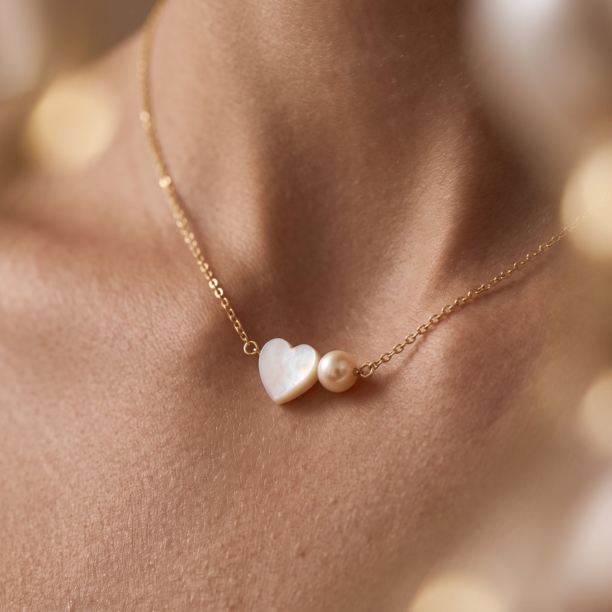 Heart Pearl Necklace for Women | Gold Plated Minimalist Heart Necklace