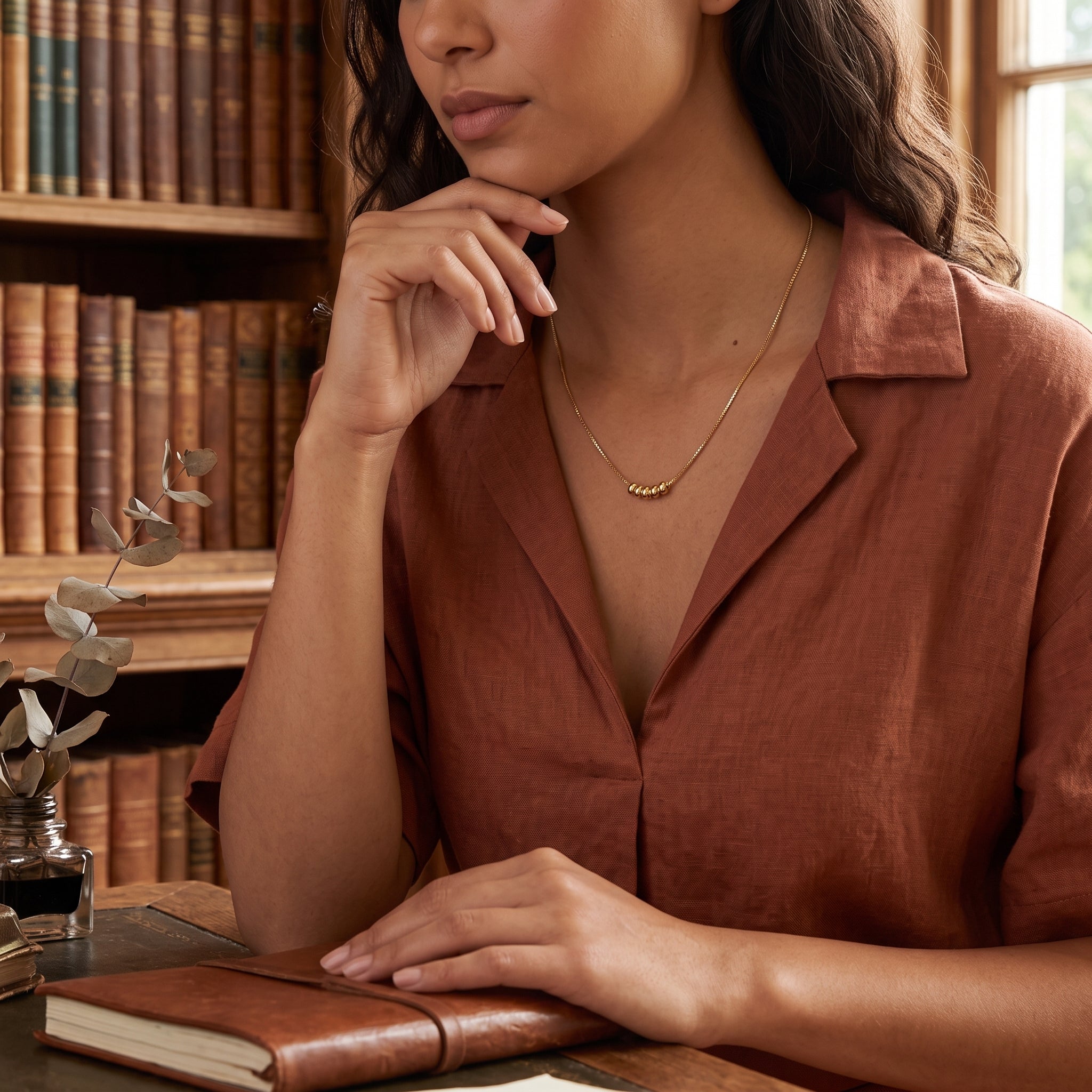 Mini Ring Charm Necklace for Women | 14K Gold Plated Snake Chain Necklace