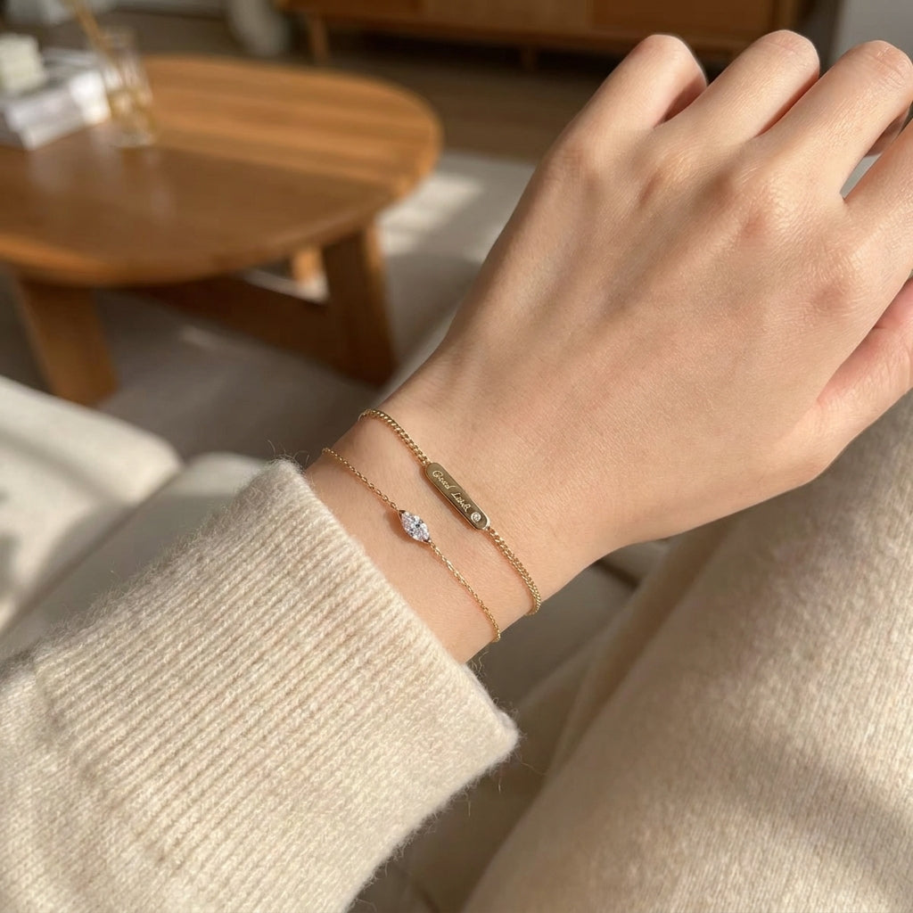 925 sterling silver gold plated zircon bracelet