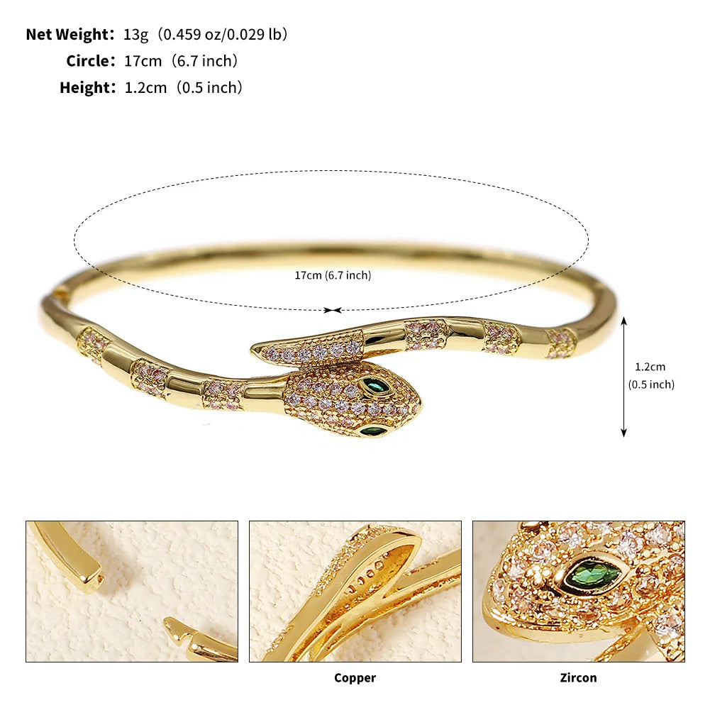 Top view of the serpent wrap bracelet showing the thickness and sparkle