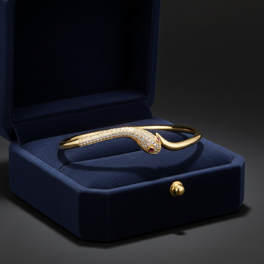 Velmeera snake wrap bracelet in a luxury jewelry gift box