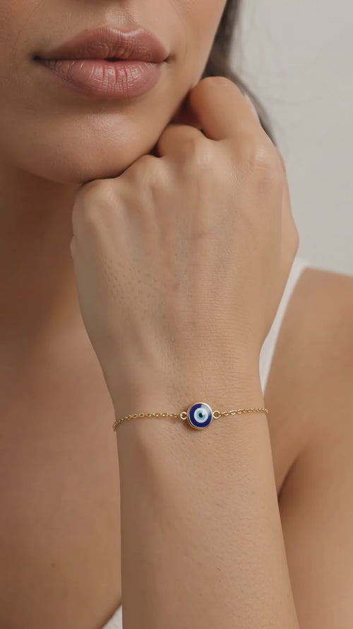 Gold-tone evil eye bracelet for women