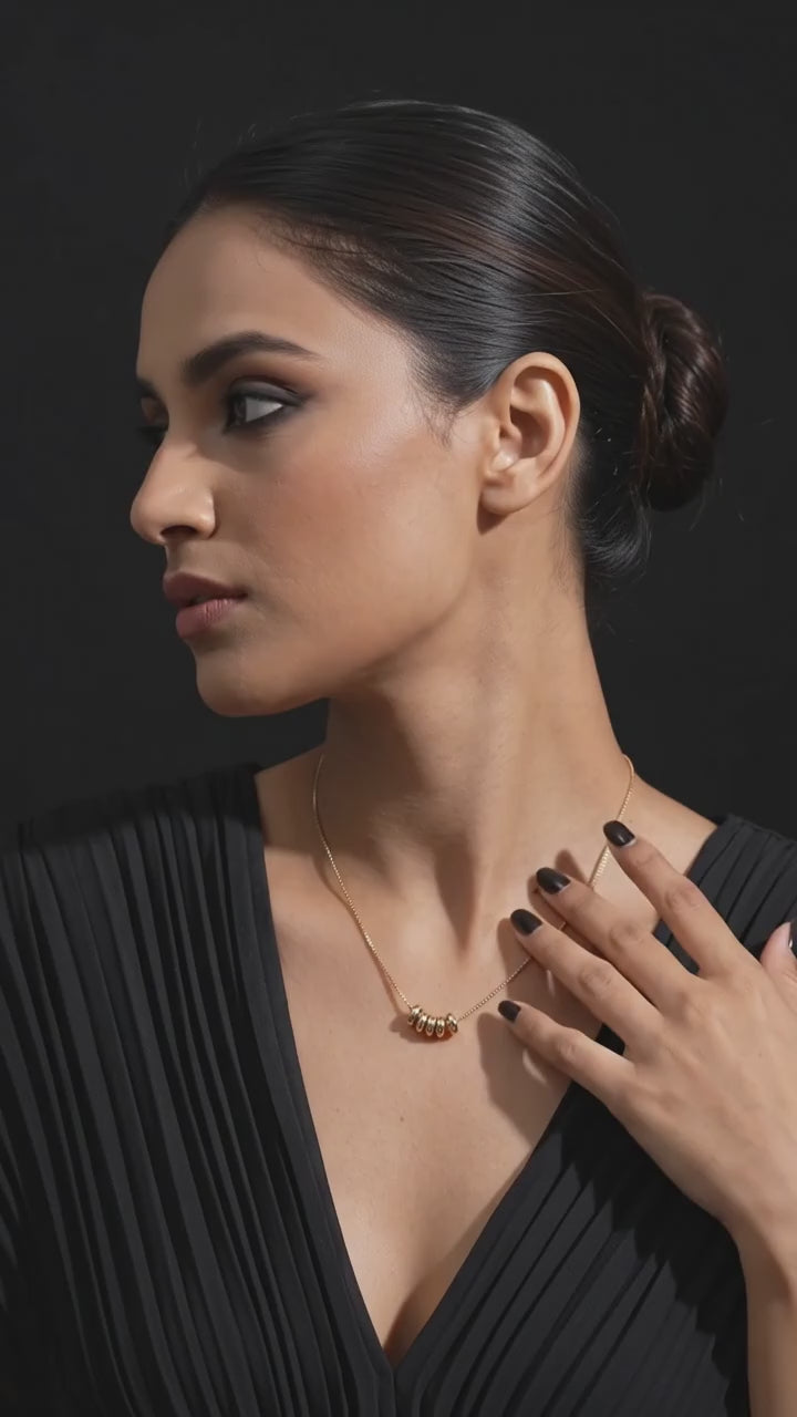 Mini Ring Charm Necklace for Women | 14K Gold Plated Snake Chain Necklace