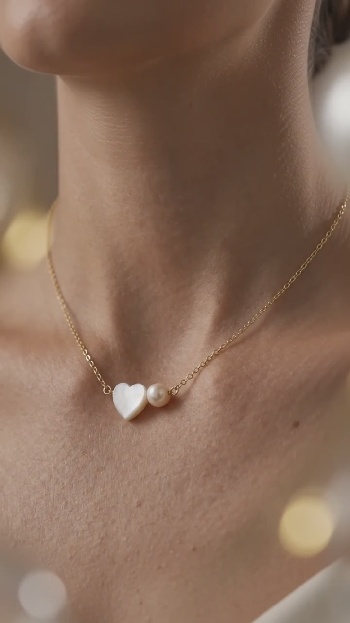 Heart Pearl Necklace for Women | Gold Plated Minimalist Heart Necklace