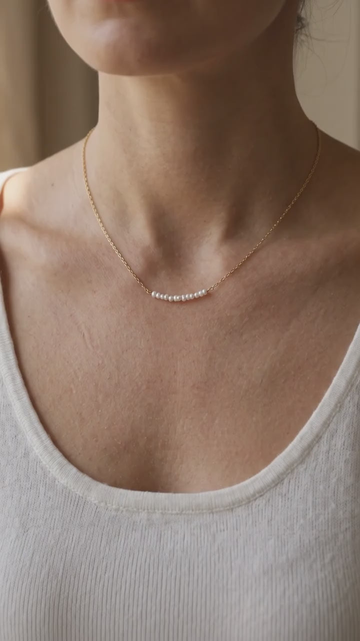 Pearl Bar Choker Necklace for Women | 18K Gold Plated Natural Pearl Necklace